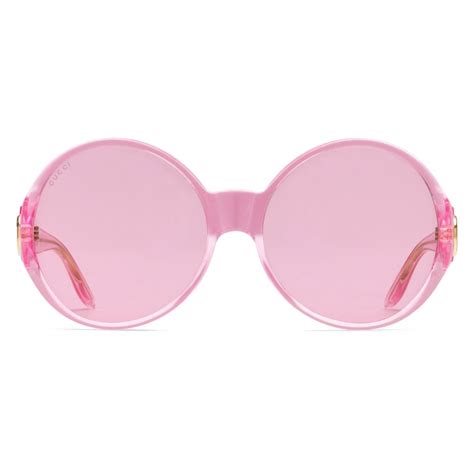 gucci round pink sunglasses|gucci 55mm round sunglasses.